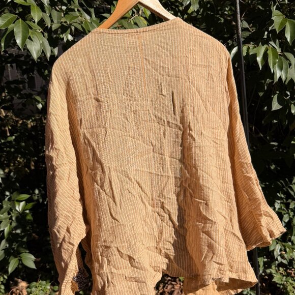 Marisima Mustard Stripe Kimono Jacket with Star Embroidery – One Size - Picture 3 of 4